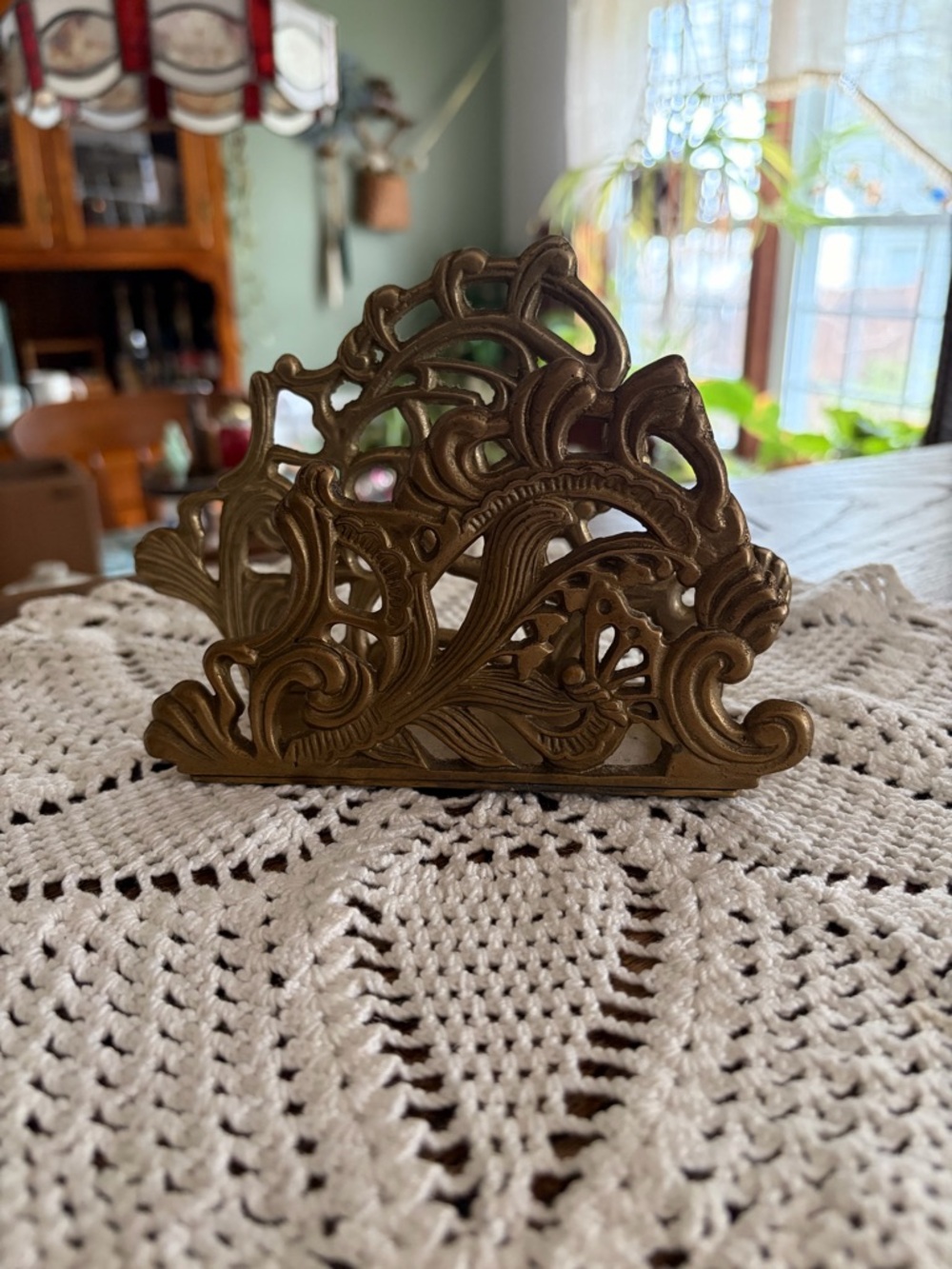 Ornate Brass Napkin Holder - Decorative Vintage Style